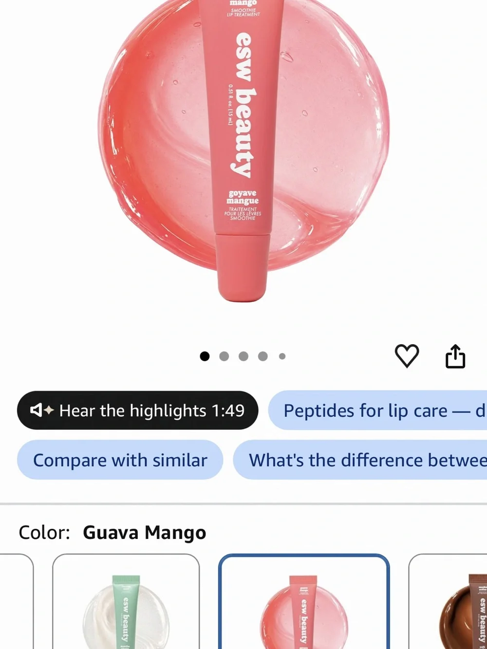 ESW Beauty Guava Mango Smoothie Intense Hydration Lip Treatment